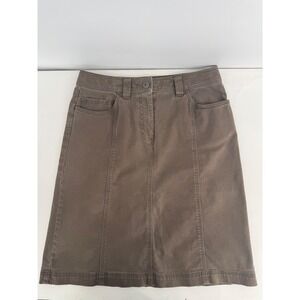 Talbots Petites  Womens Brown‎ Denim Skirt Mid Length Sz 4P Utility Classic